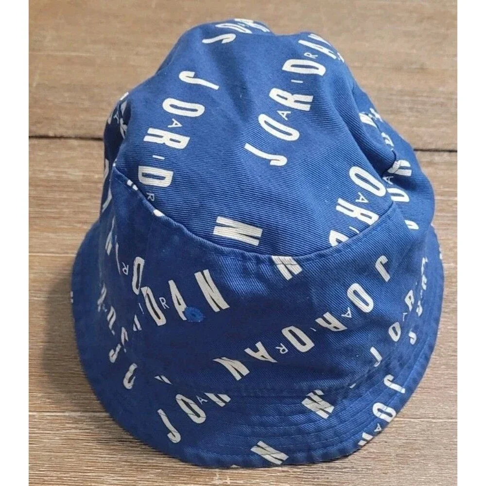 NIKE Air JORDAN PRINTED All Over  BUCKET Hat CAP Blue YOUTH SIZE